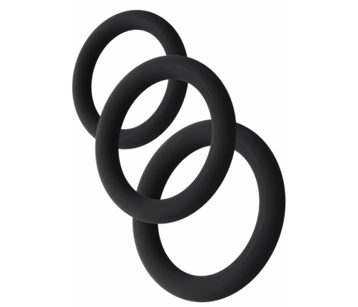 Stamina Starter C-Rings 3 Pcs Set - Liquid Silicone, Multi-Size, Black