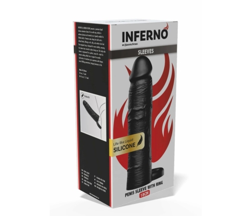 HIDDEN DESIRE INFERNO Liquid Silicone Extension Sleeve 18cm with Ring
