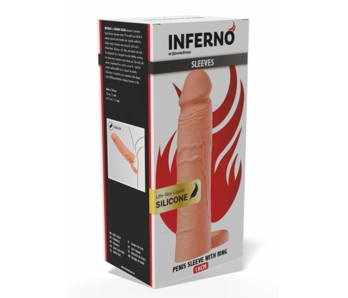 INFERNO by HIDDEN DESIRE Liquid Silicone Extension Sleeve 18 cm with Ring