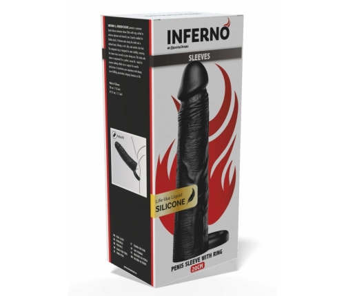 INFERNO by HIDDEN DESIRE Liquid Silicone Extension Sleeve 20 cm with Ring