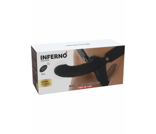 INFERNO Double Vibrating Strap-On Silicone 14cm Remote-Controlled Black