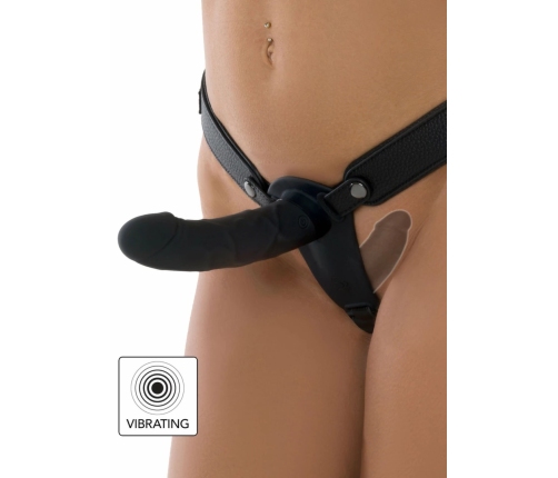 INFERNO Double Vibrating Strap-On Silicone 14cm Remote-Controlled Black