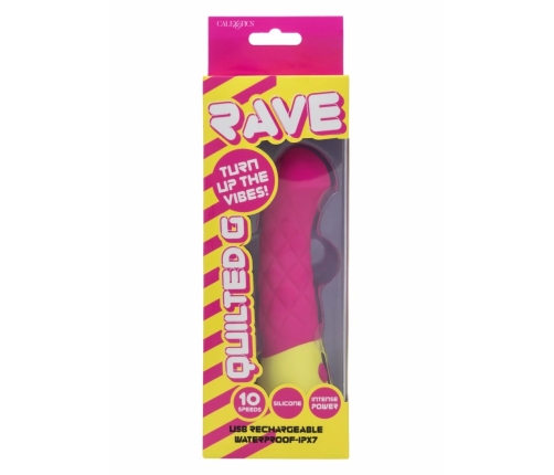 Rave Quilted G Vibrator - Curved Silicone Massager, 10 Modes, USB, IPX7