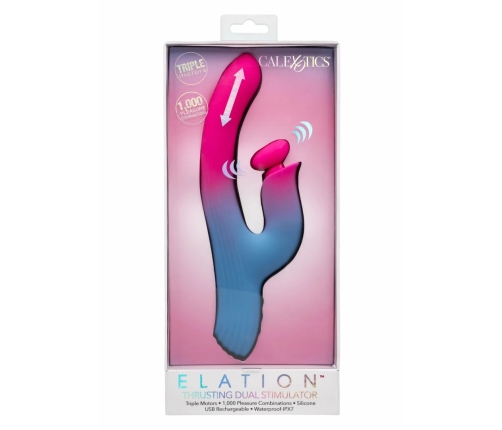 Dual Stimulator Thrusting Vibrator Silicone Waterproof USB Pink