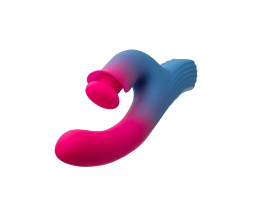Dual Stimulator Thrusting Vibrator Silicone Waterproof USB Pink