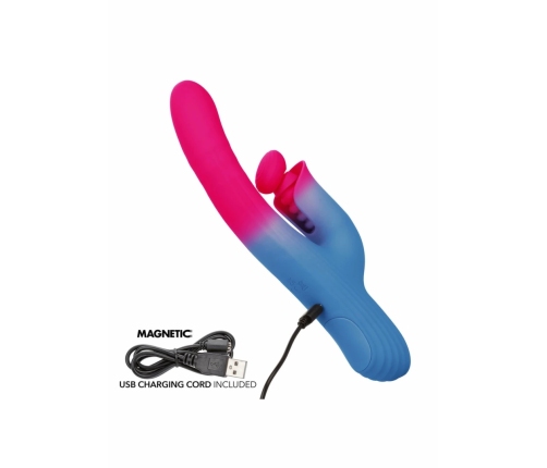Dual Stimulator Thrusting Vibrator Silicone Waterproof USB Pink