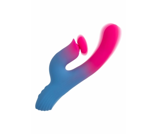 Dual Stimulator Thrusting Vibrator Silicone Waterproof USB Pink