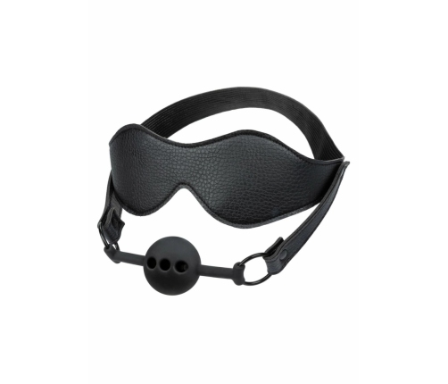 CalExotics Eye Mask & Breathable Silicone Ball Gag Set Black