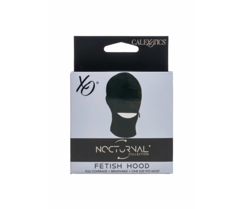 Fetish Hood Sensory Play Mask with Blindfold and Zippered Mouth Black