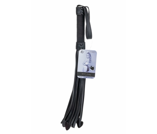 Heart Throb Flogger with Heart Accents and Soft Tassels, Black/Red