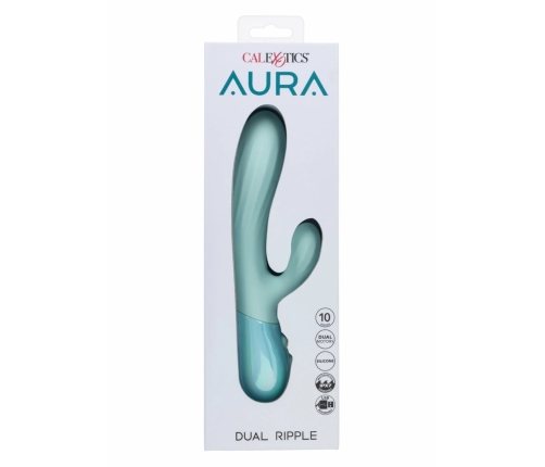 Aura Dual Ripple Silicone Massager 10 Modes Waterproof USB Blue