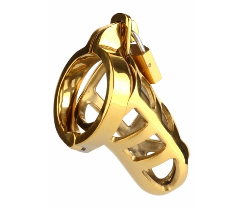 Mr. Steel Chastity Cage Gold - Secure Stainless Steel System, Adjustable