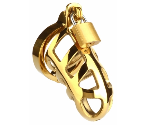Mr. Steel Chastity Cage Gold - Secure Stainless Steel System, Adjustable