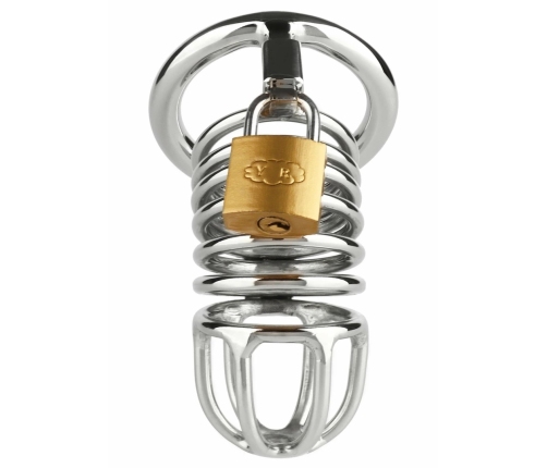 Mr. Steel Ring Master Stainless Steel Chastity System, Adjustable Size