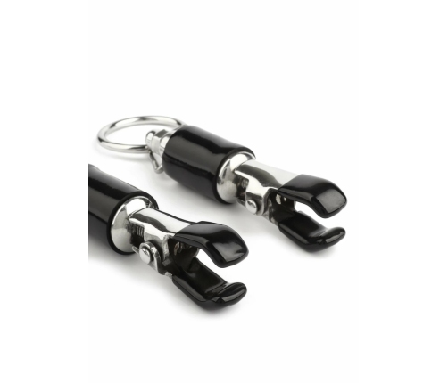 Mr. Steel Barrel Adjustable Nipple Clamps with Ring, Metal, Black