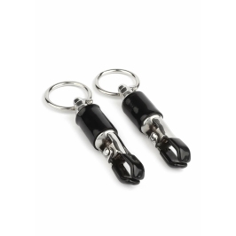 Mr. Steel Barrel Adjustable Nipple Clamps with Ring, Metal, Black Mr. Steel Barrel Adjustable Nipple Clamps with Ring, Metal, Black