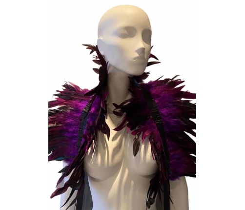 Feather Shoulder Wrap Elegant Satin Band Black Adjustable Fit