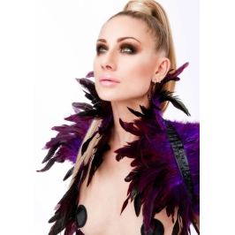 Feather Shoulder Wrap Elegant Satin Band Black Adjustable Fit