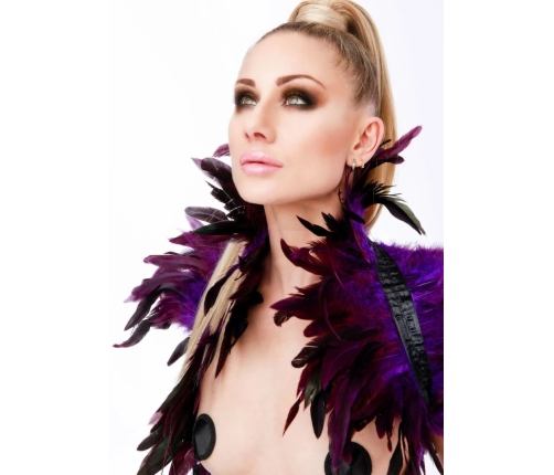 Feather Shoulder Wrap Elegant Satin Band Black Adjustable Fit