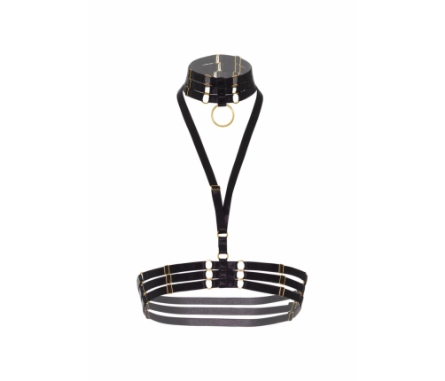 Halter Harness Plus O-Ring Collar Satin Adjustable Black