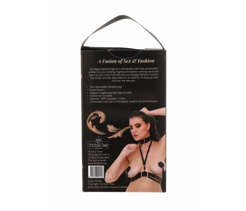 Halter Harness Plus O-Ring Collar Satin Adjustable Black