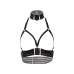Open Cup Bra Plus O-Ring Collar Satin Harness Adjustable Black