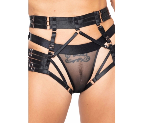 Luxury Harness Briefs Adjustable Satin Straps Black Universal Fit