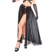 Kinky Diva Goddess Skirt Mesh Long Flared with Bondage Details Black S/M
