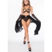 Kinky Diva Goddess Skirt Mesh Long Flared with Bondage Details Black S/M