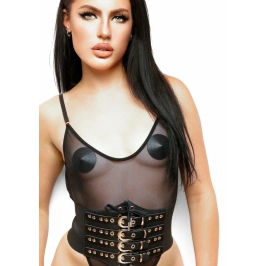 Kinky Diva Buckled Front Waist Cincher Black Adjustable Belt S/M Kinky Diva Buckled Front Waist Cincher Black Adjustable Belt S/M