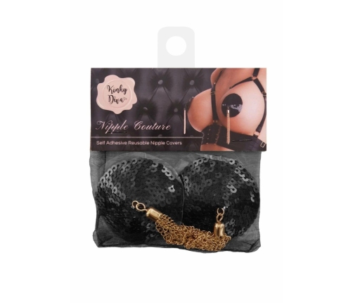 Sequin Nipple Covers with Decorative Gold Chain - Reusable Party Edition