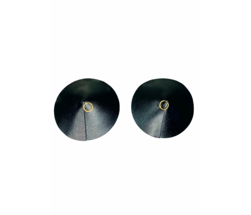 Kinky Diva PU Leather Nipple Covers Ring Black Reusable Adhesive