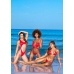 Shimmery Underboob Monokini - Ribbed Texture, High Leg, Ring Details