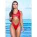 Shimmery Underboob Monokini Ribbed High Leg Ring Detail Silver