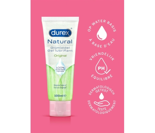Durex Natural Gel 12 x 100 ml - Water-Based Lubricant, pH-Balanced, Fragrance-Free