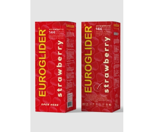 Euroglider Strawberry 144 pcs - Flavoured Latex, Red, Standard Fit