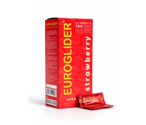 Euroglider Strawberry 144 pcs - Flavoured Latex, Red, Standard Fit