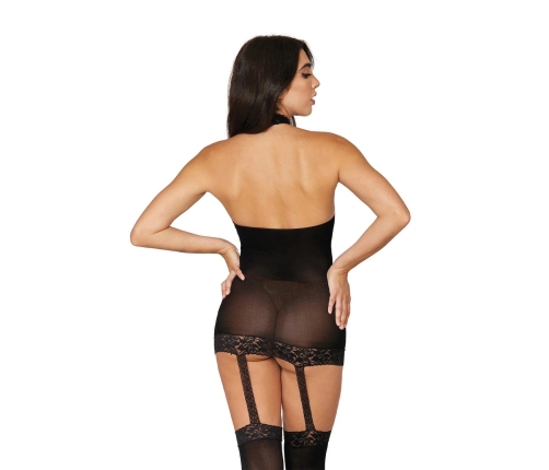 Sheer Garter Dress - One Size - Black