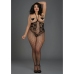 Open-Cup Bodystocking - Plus Size - Black