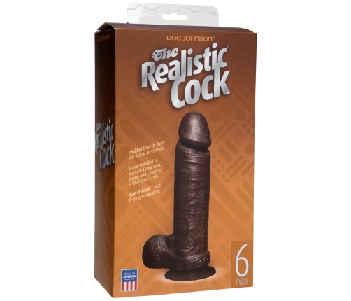 Realistic Cock with Balls - Removable Vac-U-Lock Suction Cup - 6 / 16 cm - Chocolate