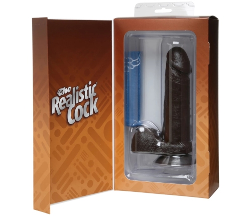 Realistic Cock with Balls - Removable Vac-U-Lock Suction Cup - 6 / 16 cm - Chocolate