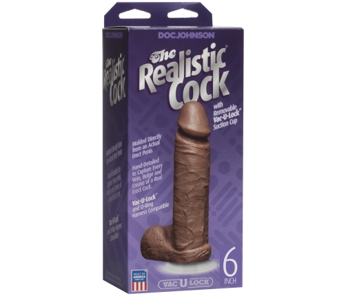 Realistic Cock with Balls - Removable Vac-U-Lock Suction Cup - 6 / 16 cm - Caramel