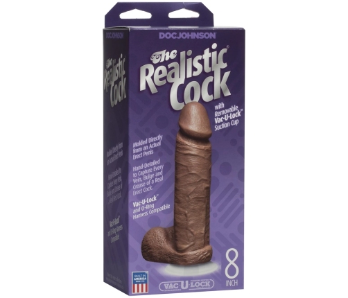 Realistic Cock with Balls - Removable Vac-U-Lock Suction Cup - 8 / 20 cm - Caramel