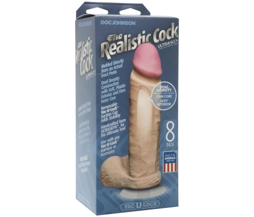 Realistic Cock with Balls - Removable Vac-U-Lock Suction Cup - ULTRASKYN - 8 / 20 cm - Vanilla
