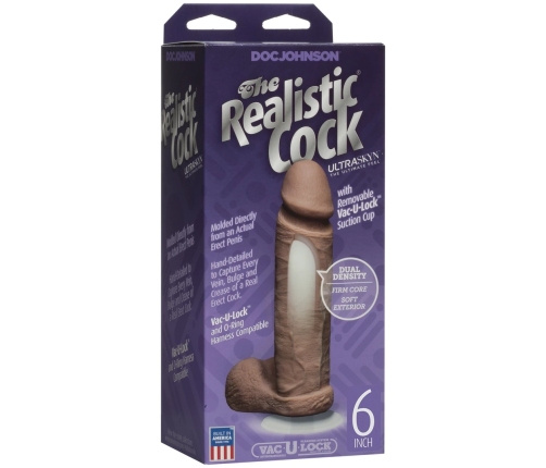 Realistic Cock with Balls - Removable Vac-U-Lock Suction Cup - ULTRASKYN - 6 / 16 cm - Caramel