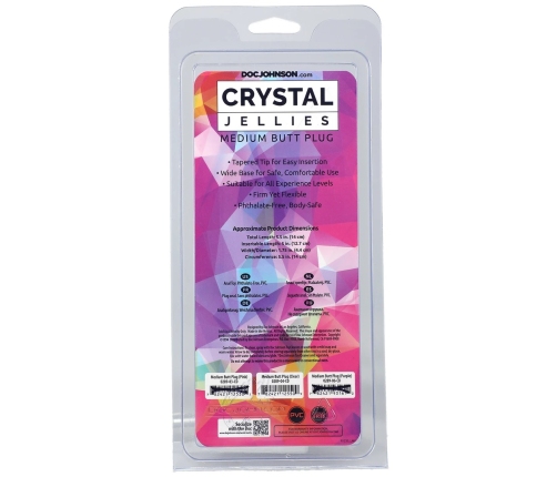 Doc Johnson Crystal Jellies Medium Silicone Plug, Clear, 12.7 cm
