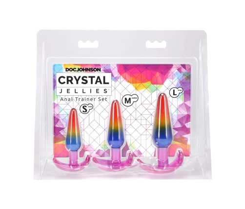 Doc Johnson Crystal Jellies Plug Set Rainbow S/M/L - Gradual Training Kit
