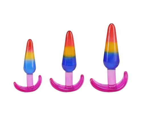 Doc Johnson Crystal Jellies Plug Set Rainbow S/M/L - Gradual Training Kit