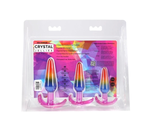 Doc Johnson Crystal Jellies Plug Set Rainbow S/M/L - Gradual Training Kit