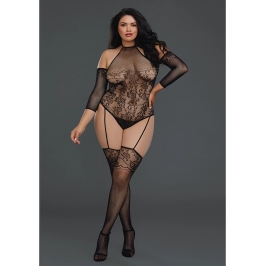 Fishnet Teddy Bodystocking - Plus Size